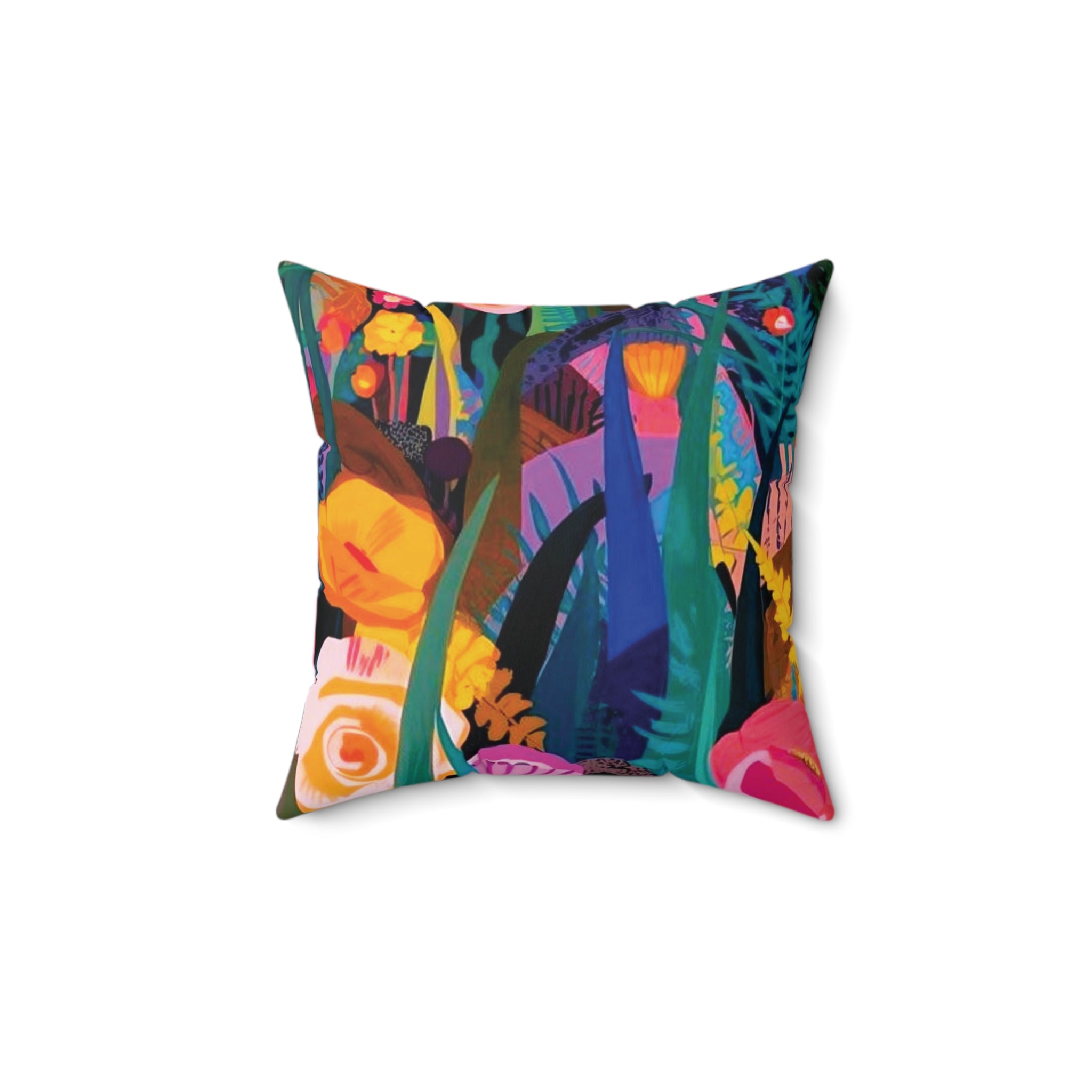 Colorful Floral Garden Pillow - Vibrant Botanical Decorative Throw Pillow