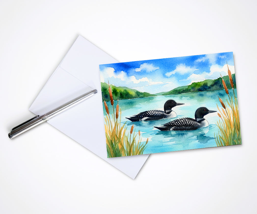 Loons On The Lake Note Cards | Handmade Nature Stationery Set