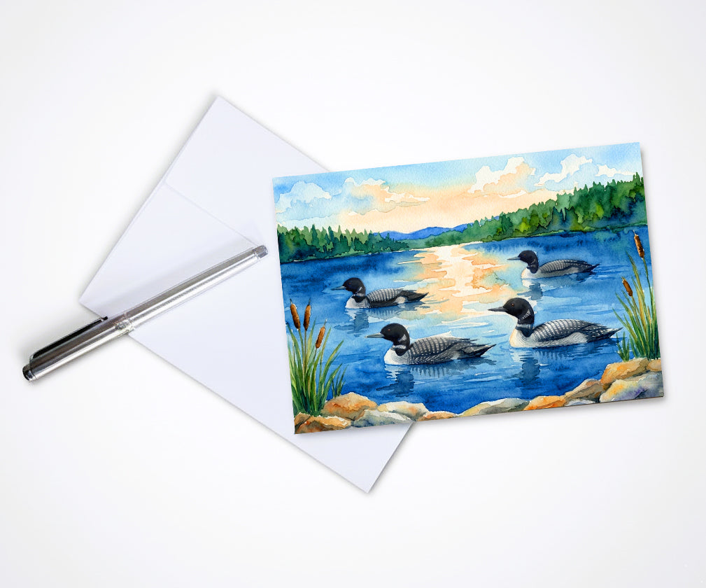 Loons On The Lake Note Cards | Handmade Nature Stationery Set