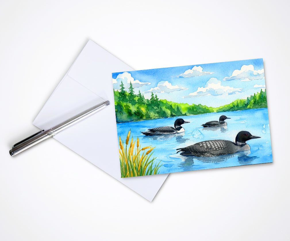 Loons On The Lake Note Cards | Handmade Nature Stationery Set