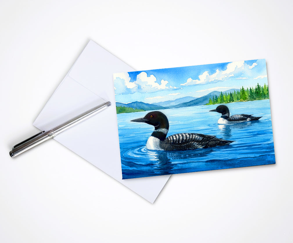 Loons On The Lake Note Cards | Handmade Nature Stationery Set