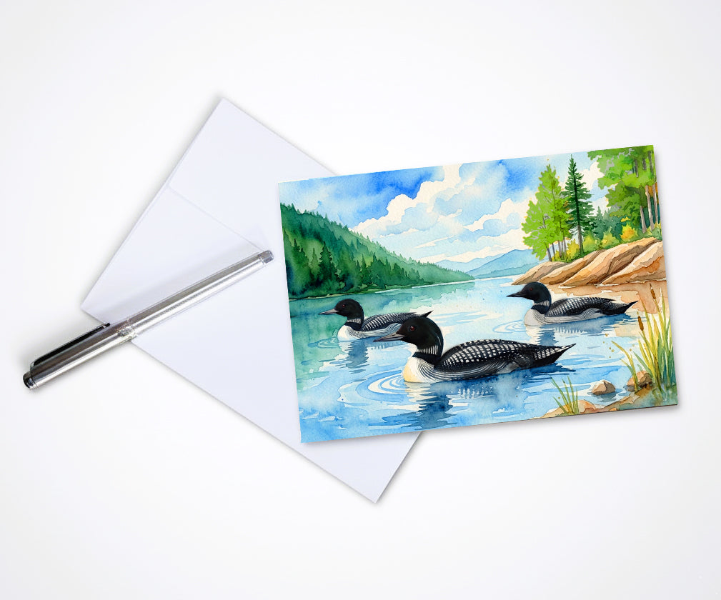 Loons On The Lake Note Cards | Handmade Nature Stationery Set