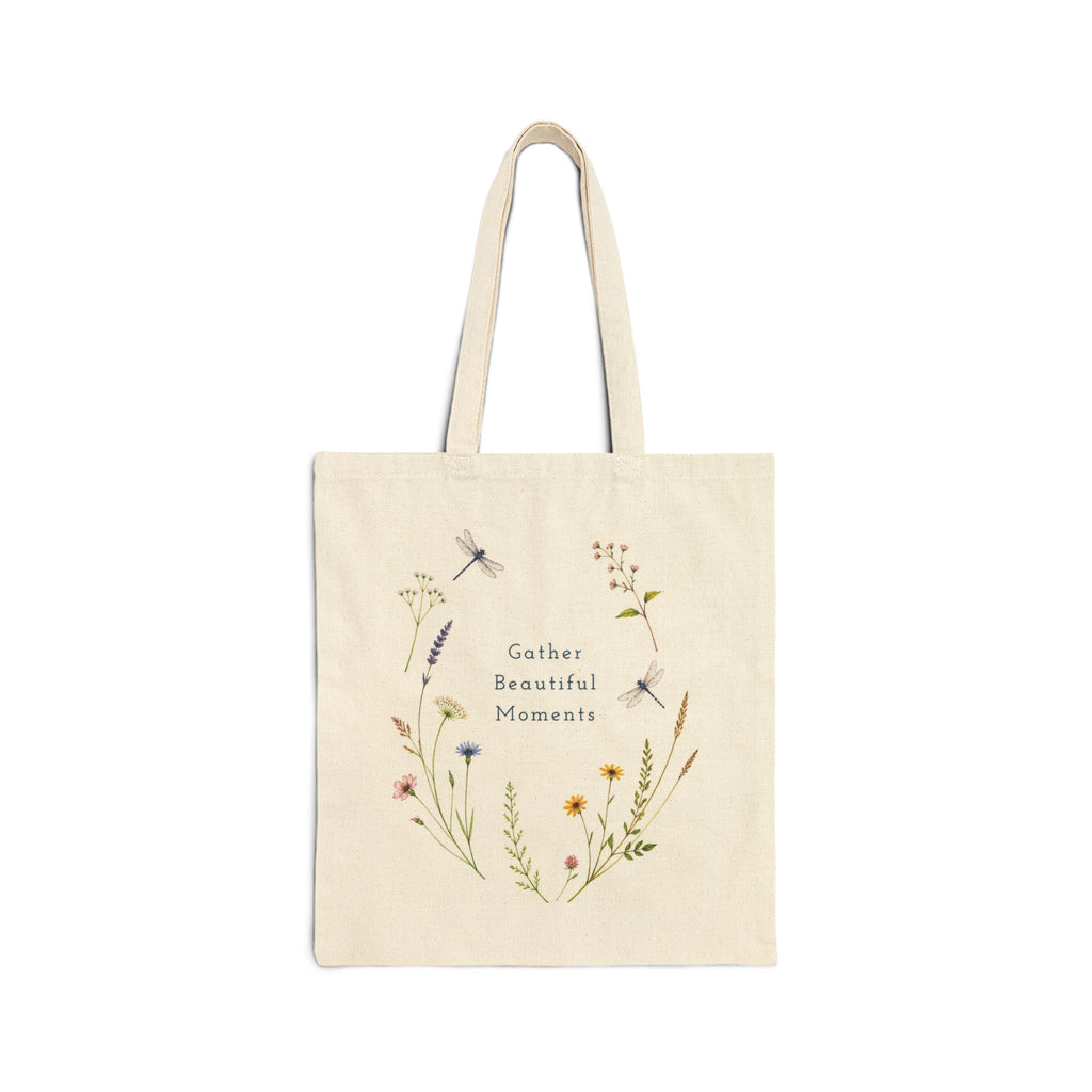 Gather Beautiful Moments — Floral Canvas Tote Bag