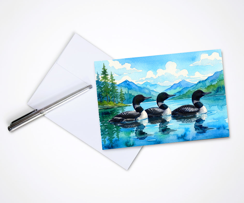 Loons On The Lake Note Cards | Handmade Nature Stationery Set