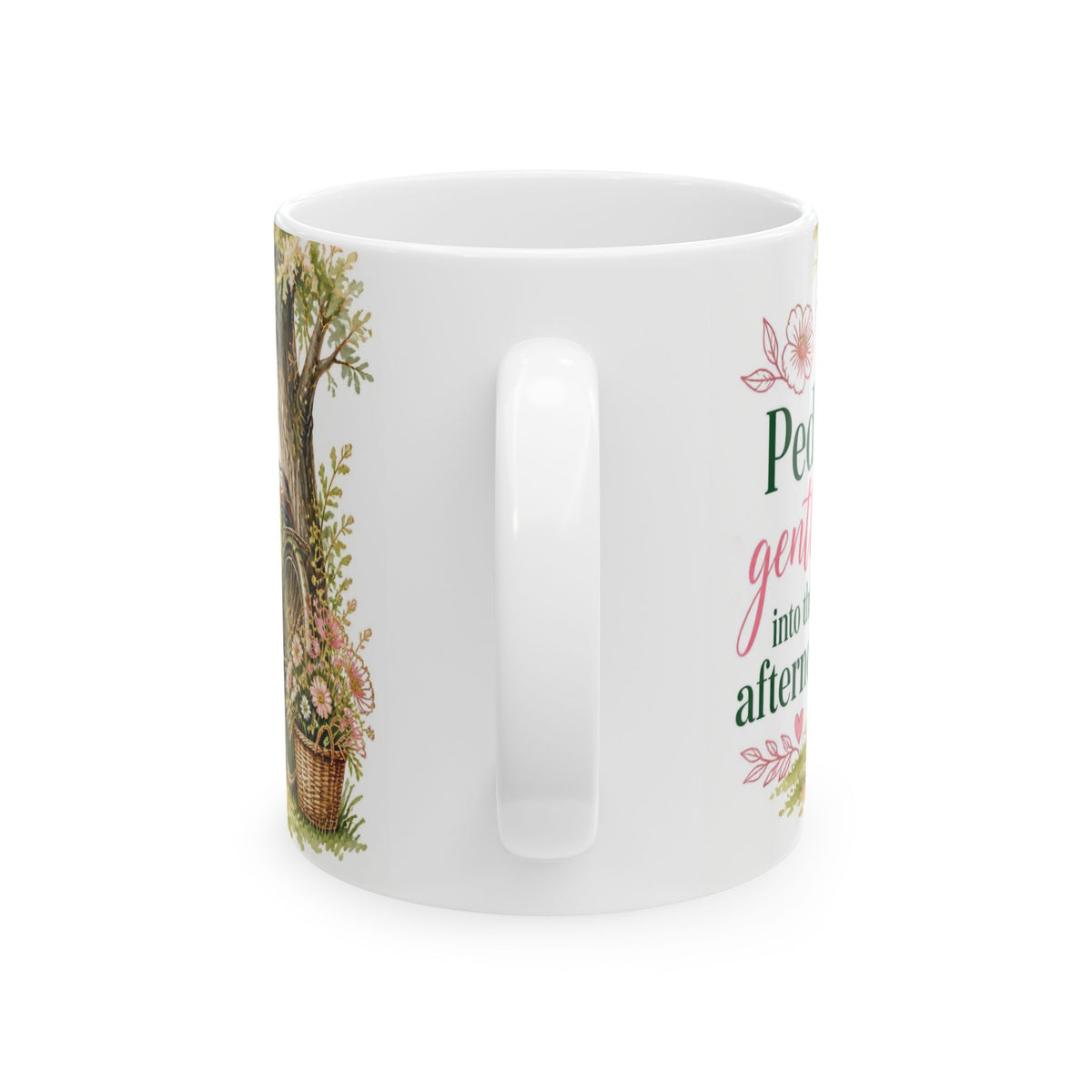 Dishwasher-safe ceramic mug with watercolor bicycle artwork
