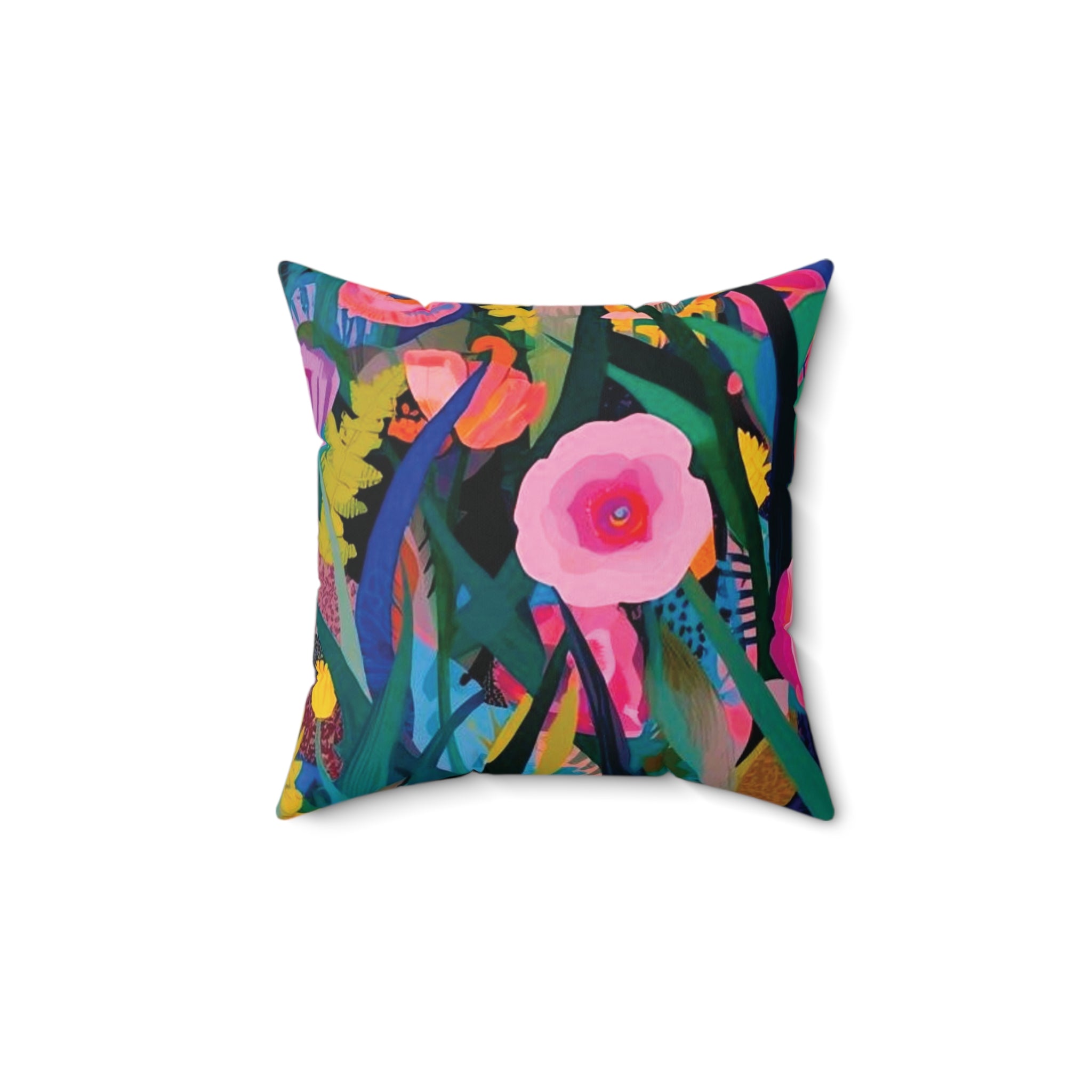 Colorful Floral Garden Pillow - Vibrant Botanical Decorative Throw Pillow