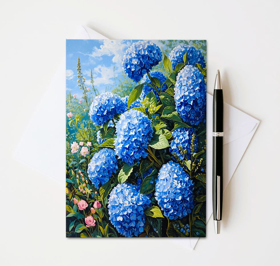 Blue Hydrangea Note Cards | Handmade Nature Stationery Set