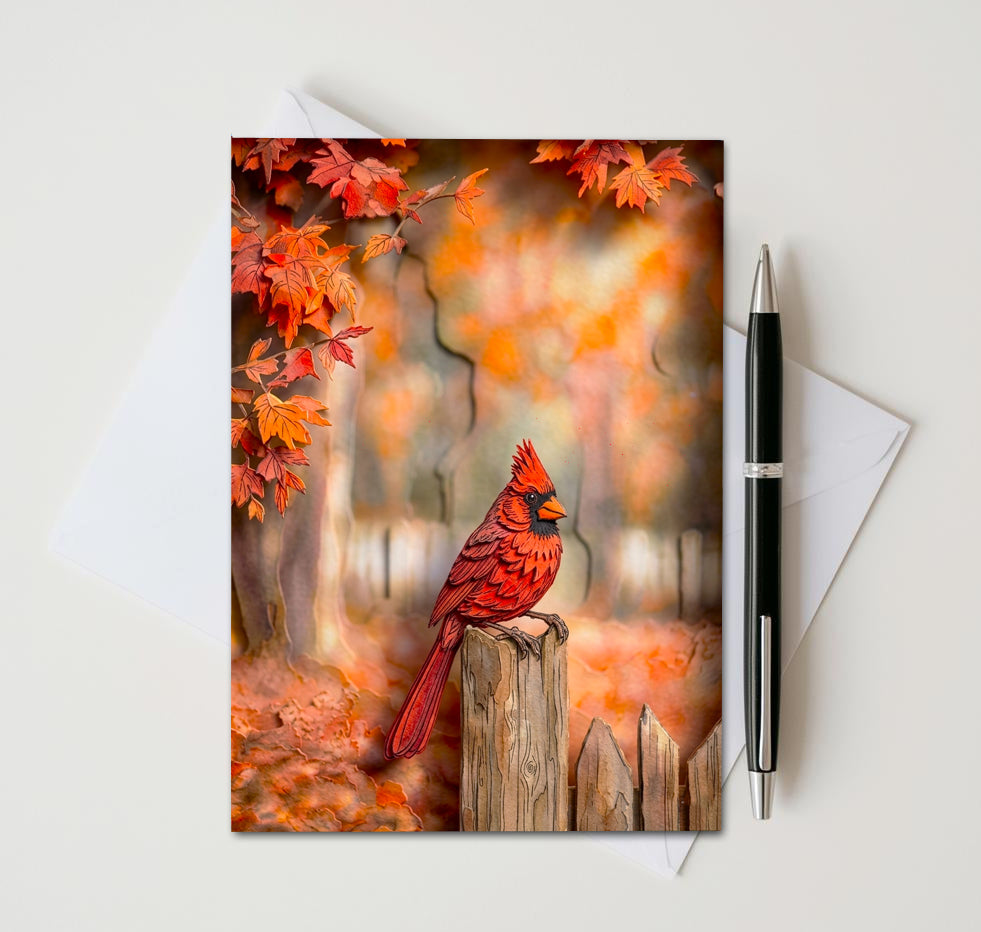 Autumn Glow Note Cards, Set of 8 Handmade 5x7 Fall Leaves Greeting Cards