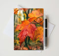 Autumn Maple Leaf Note Card, Handmade 5x7 Foliage Greeting Card