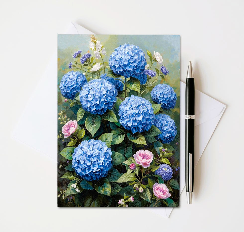 Blue Hydrangea Note Cards | Handmade Nature Stationery Set