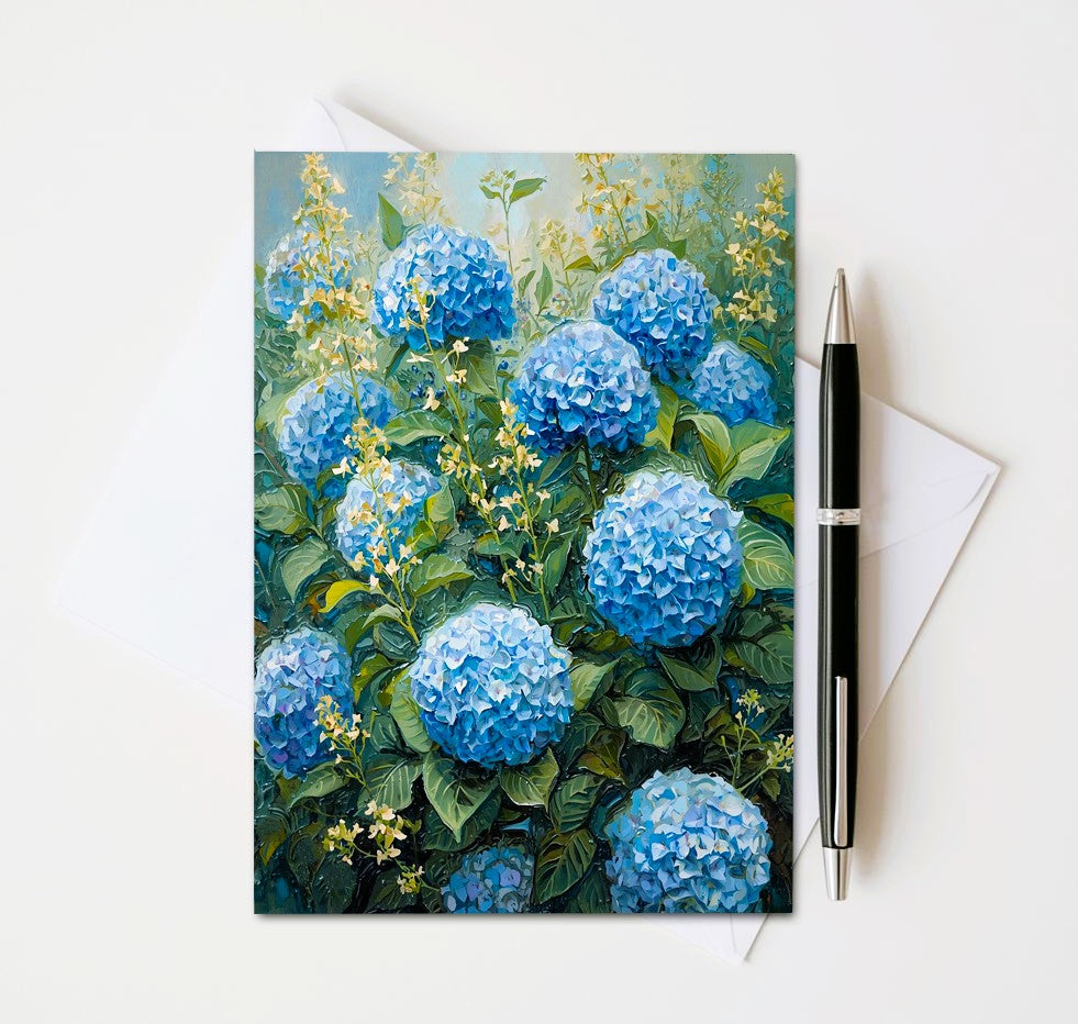 Blue Hydrangea Note Cards | Handmade Nature Stationery Set