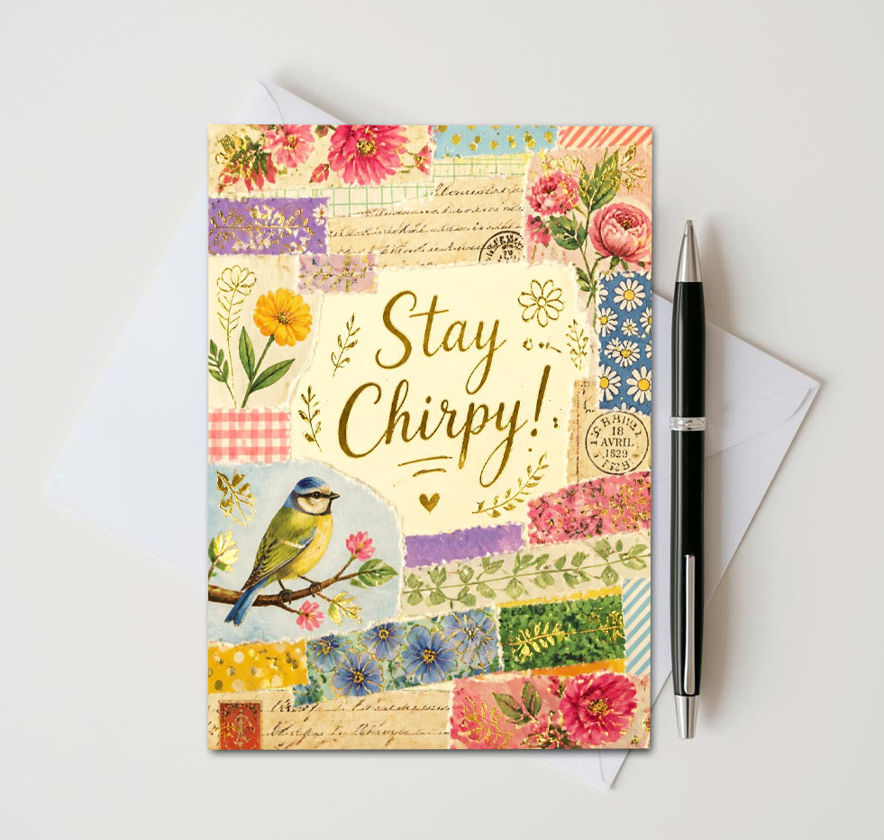 Vintage Chirpy Bird Note Cards, Set of 10 Handmade 5x7 Encouragement Greeting Cards