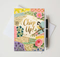 Chirp Up! Chickadee Note Card, Handmade 5x7 Encouragement Bird Greeting Card