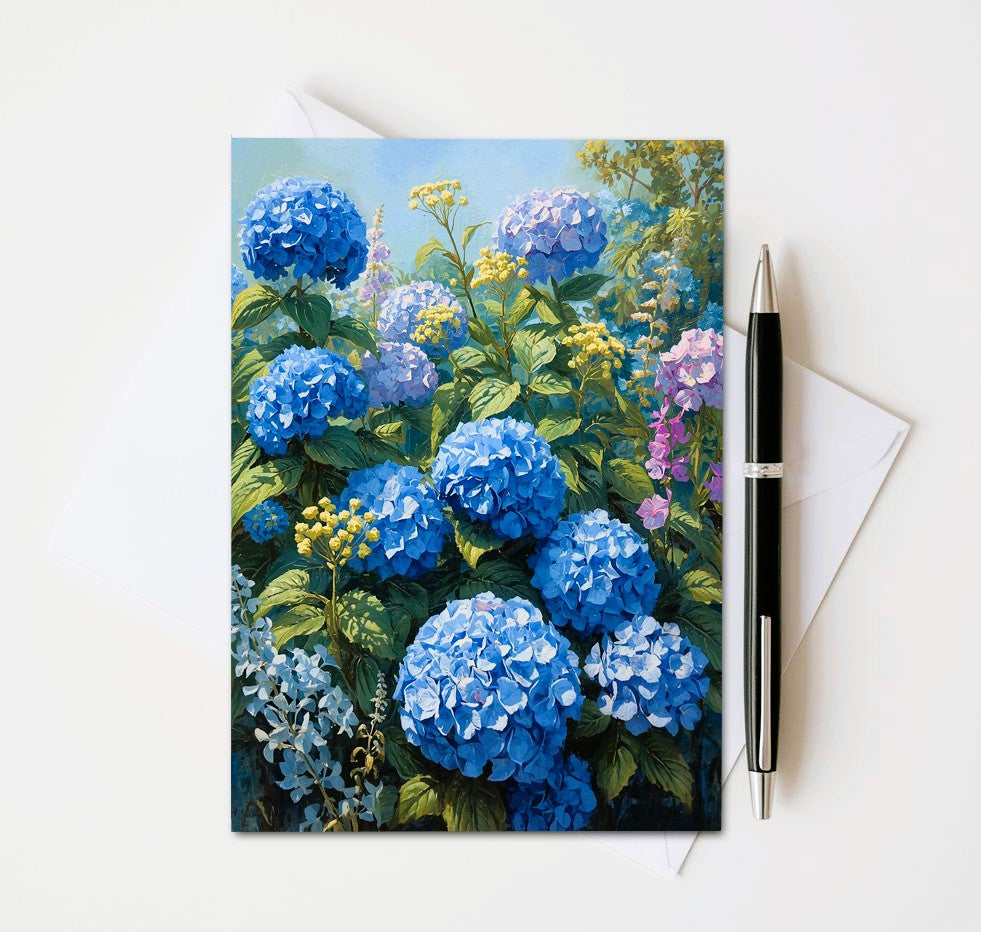Blue Hydrangea Note Cards | Handmade Nature Stationery Set