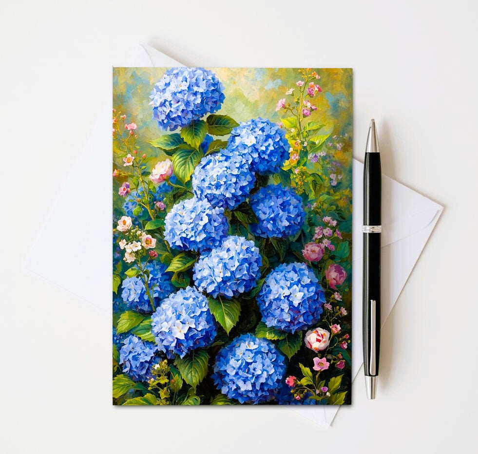 Blue Hydrangea Note Cards | Handmade Nature Stationery Set