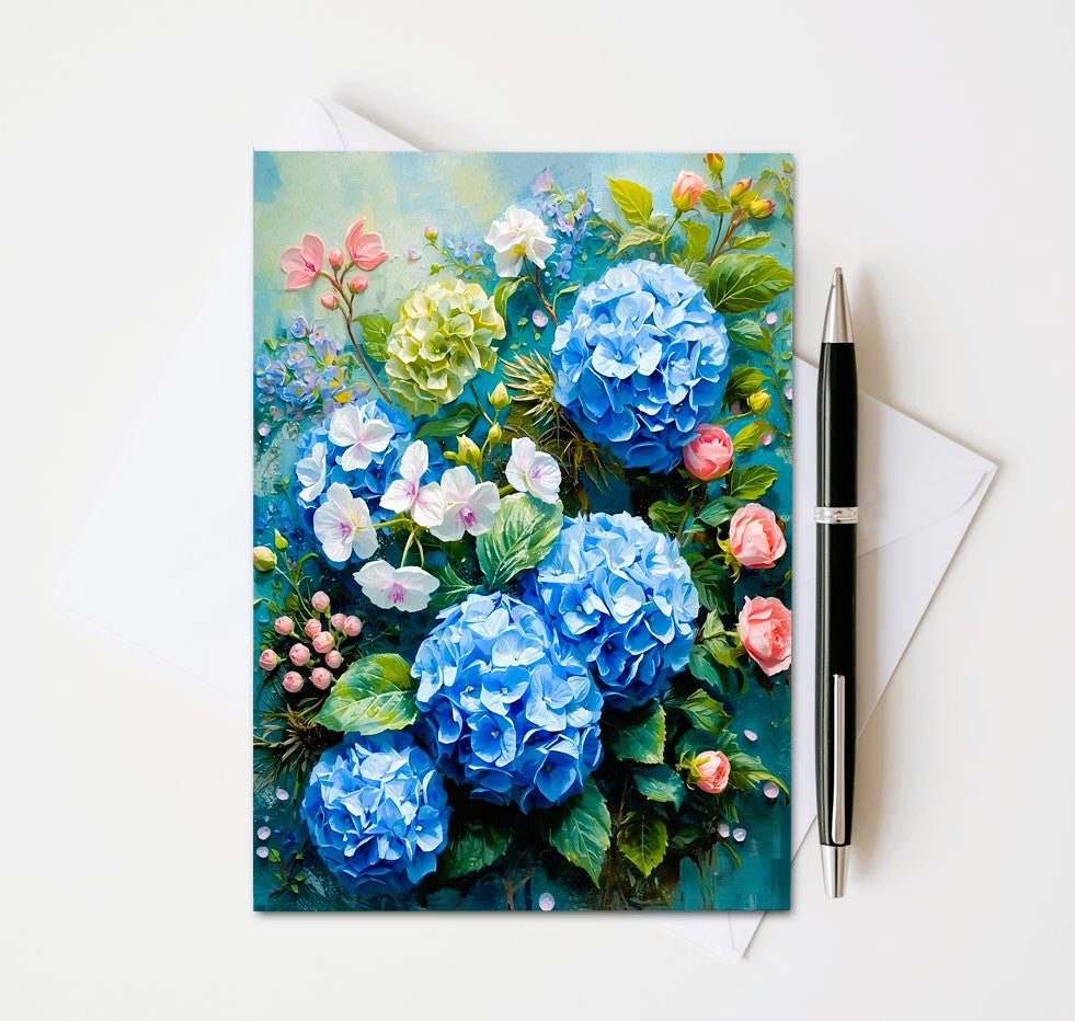Blue Hydrangea Note Cards | Handmade Nature Stationery Set