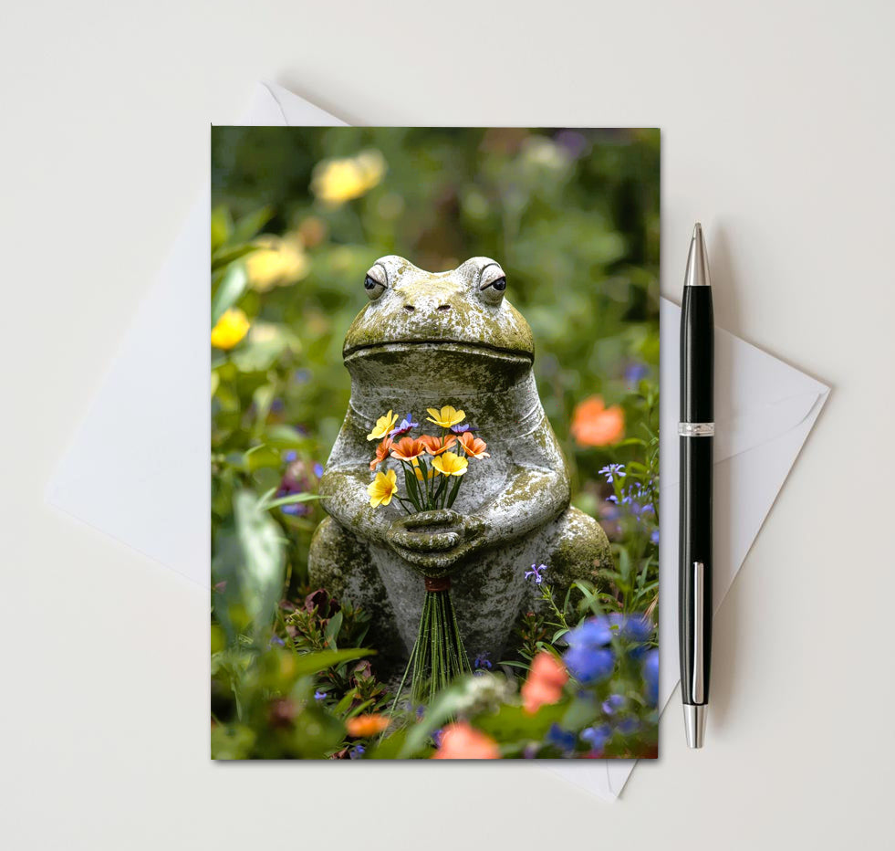 Flower Frog Note Card | Handmade Nature Stationery