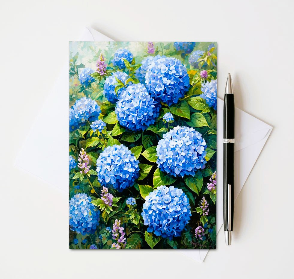 Blue Hydrangea Note Cards | Handmade Nature Stationery Set