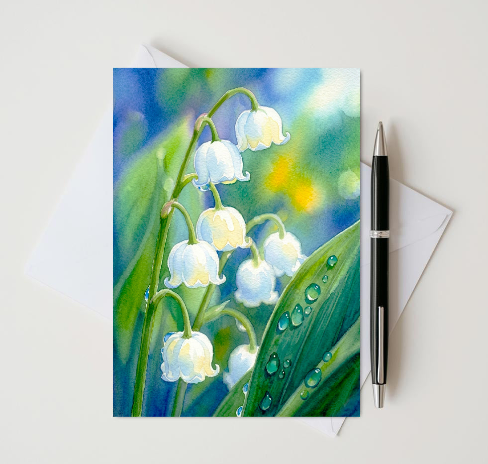 Lily Of The Valley Note Cards, 6 Different Handmade 5x7 Botanical Greeting Cards