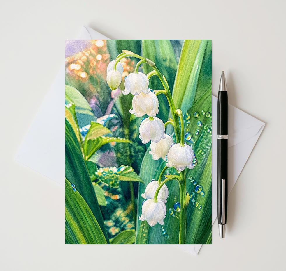 Lily Of The Valley Note Cards, 6 Different Handmade 5x7 Botanical Greeting Cards