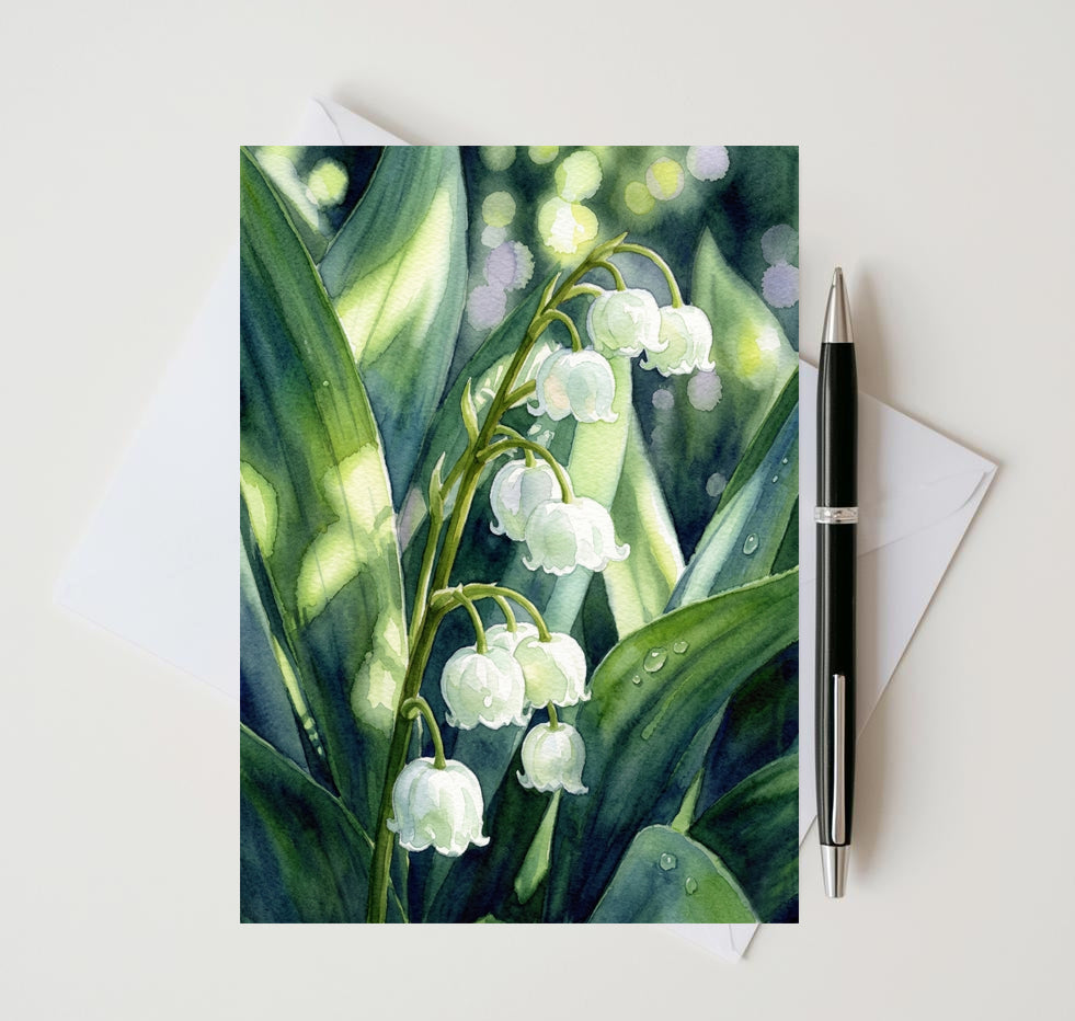 Lily Of The Valley Note Cards, 6 Different Handmade 5x7 Botanical Greeting Cards