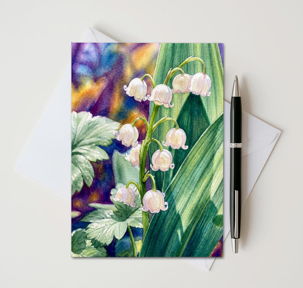 Lily Of The Valley Note Cards, 6 Different Handmade 5x7 Botanical Greeting Cards