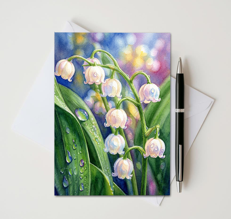 Lily Of The Valley Note Cards, 6 Different Handmade 5x7 Botanical Greeting Cards