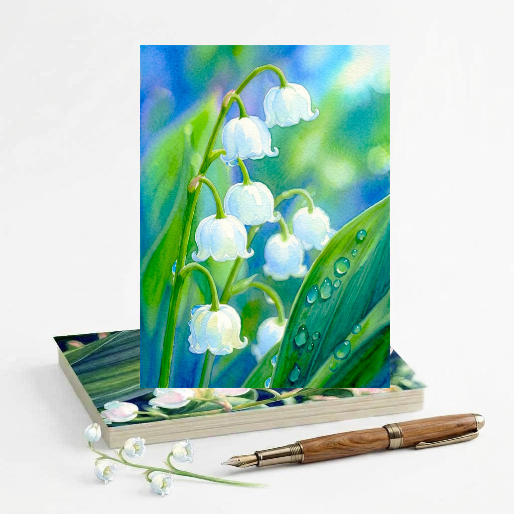 Lily Of The Valley Note Cards, 6 Different Handmade 5x7 Botanical Greeting Cards