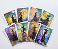 Witch Note Cards Set of 8, Gothic Fantasy Art Blank Greeting Cards, Celestial Witchcraft Stationery, Mystical Halloween 5x7 Card Pack