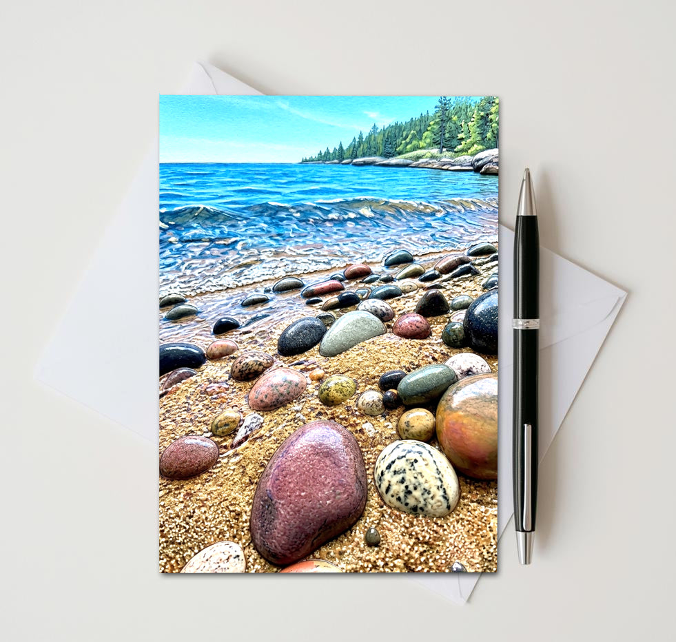 Set of 8 Lake Superior stone note cards with envelopes
