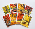 Autumn Tree Note Cards Set of 8, Fall Park Bench Blank 5x7 Greeting Cards, Scenic Foliage Nature Stationery, Cozy Autumn Gift