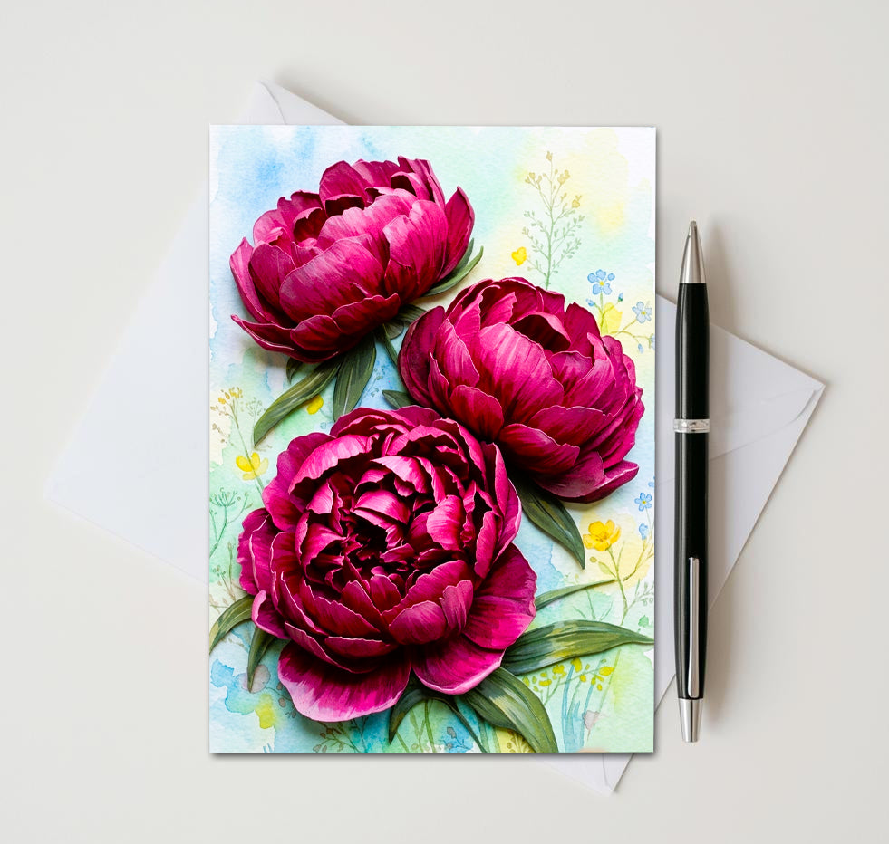 Peony Note Cards | Handmade Nature Stationey Set