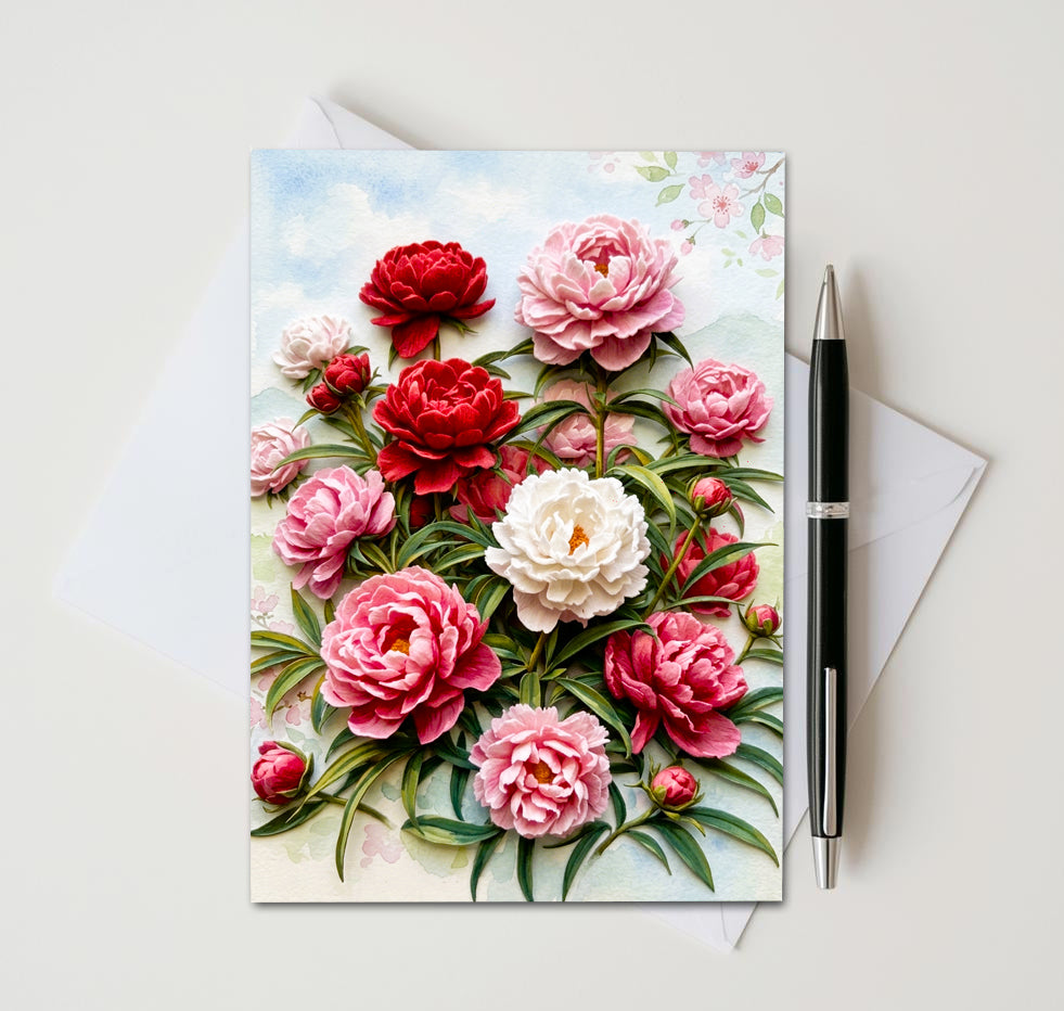 Peony Note Cards | Handmade Nature Stationey Set
