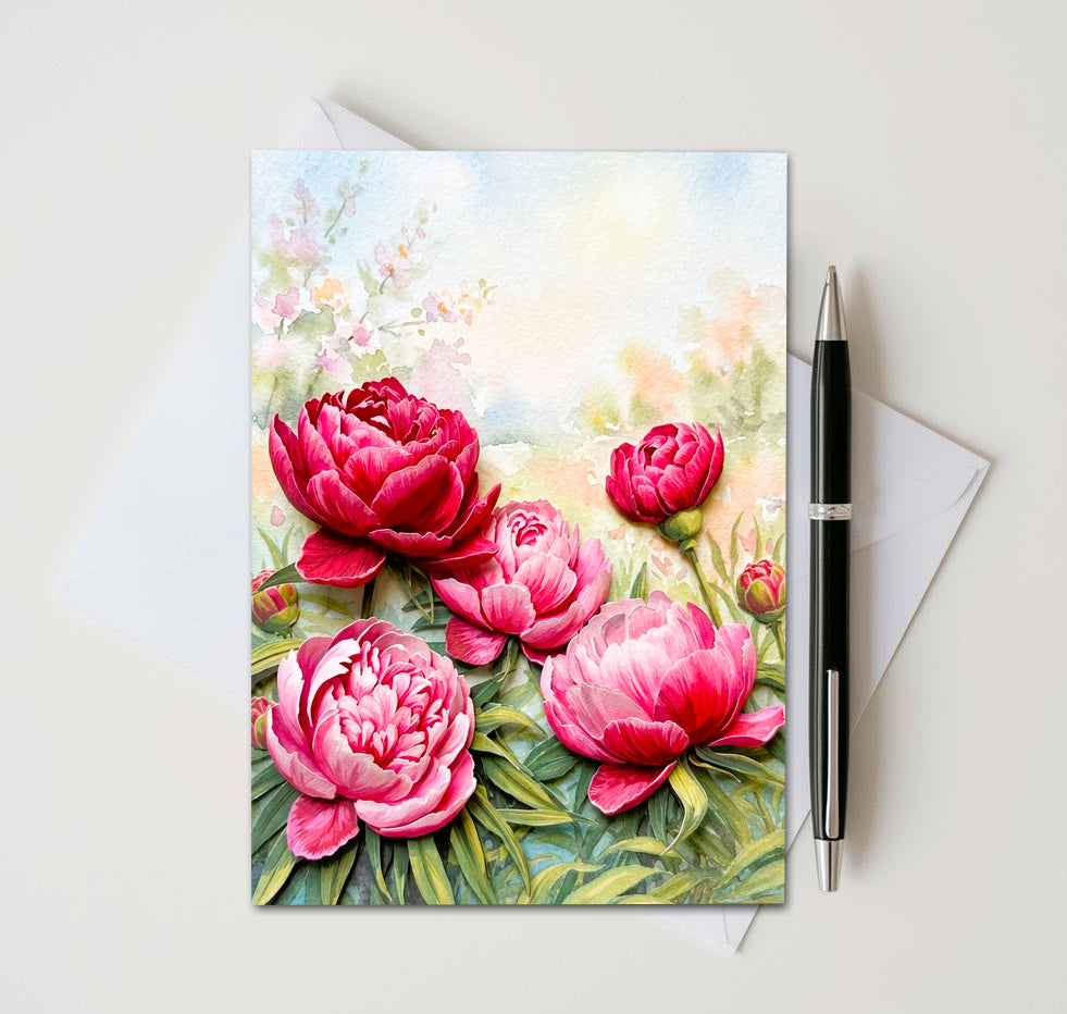 Peony Note Cards | Handmade Nature Stationey Set