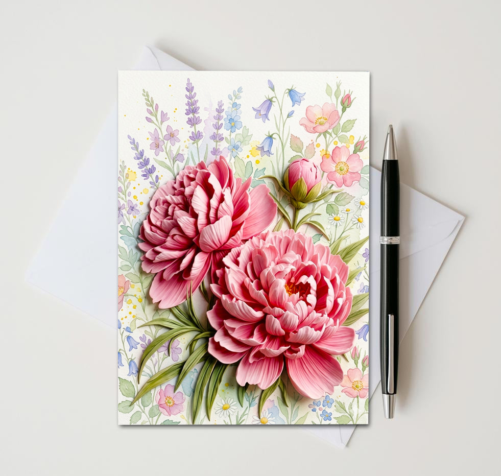 Peony Note Cards | Handmade Nature Stationey Set