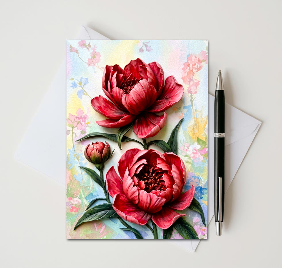 Peony Note Cards | Handmade Nature Stationey Set