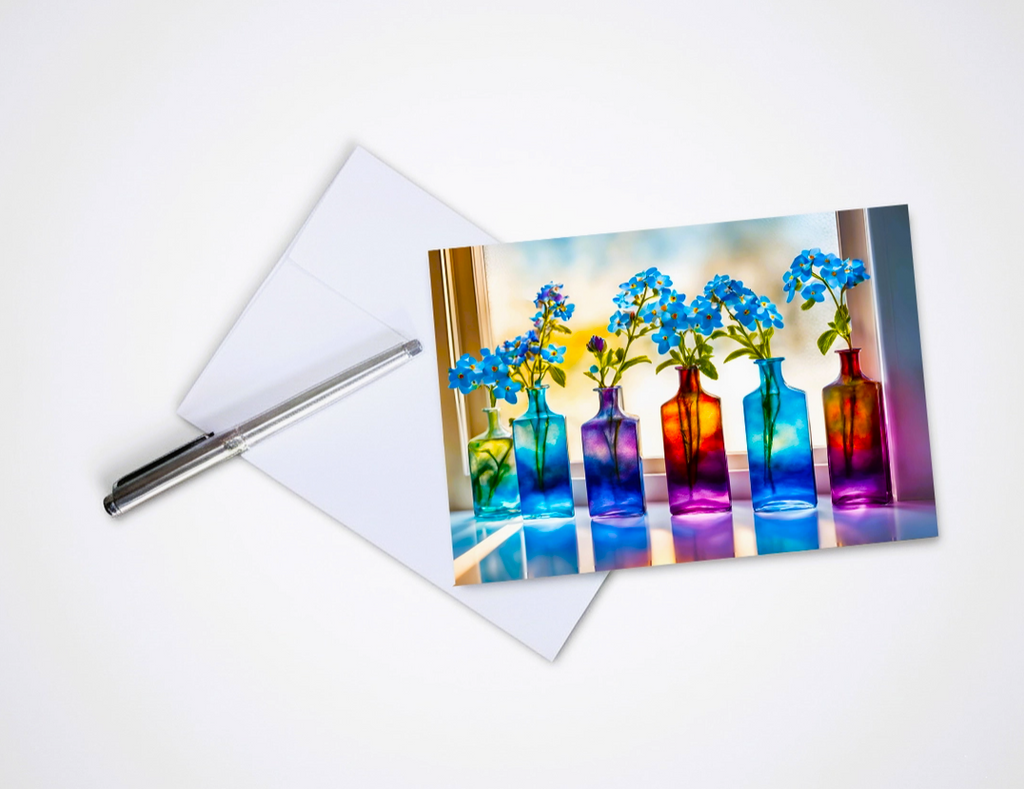 Blue Forget-Me-Not Note Card | Handmade Nature Stationery