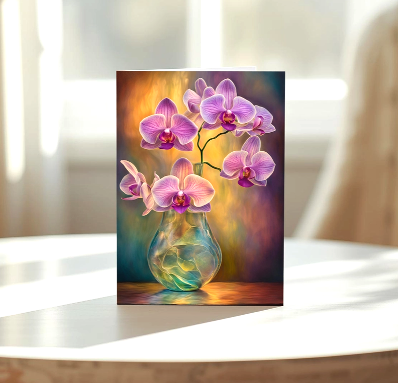 Elegant Orchids Note Card | Handmade Nature Stationery