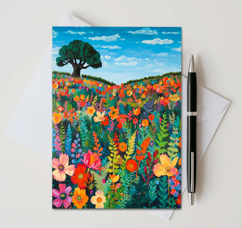 Impasto Meadow Note Card | Handmade Nature Stationery
