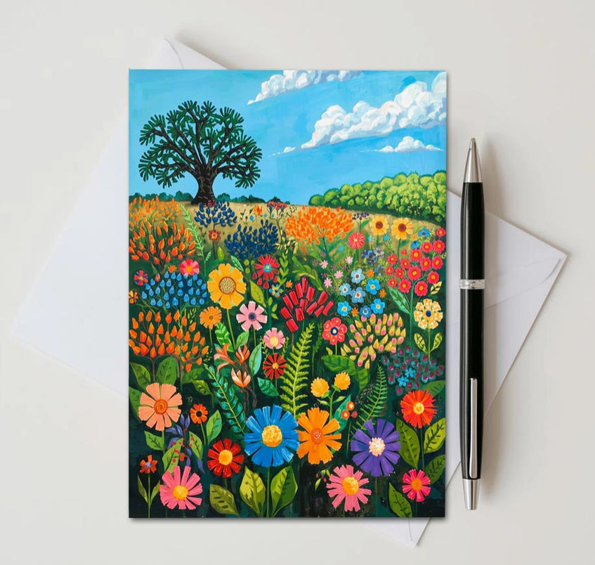 Wildflower Meadow Note Card | Handmade Nature Stationery