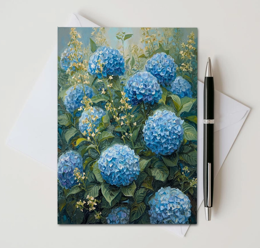 Serene Hydrangea Note Card | Handmade Nature Stationery