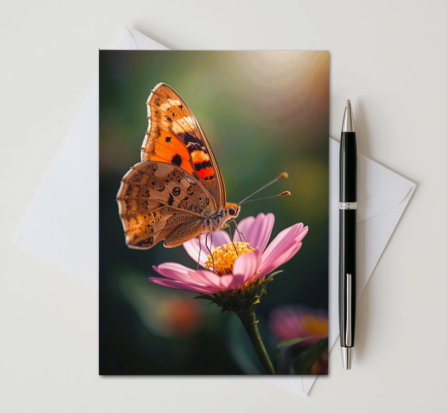Butterfly Floral Note Card | Handmade Nature Stationery