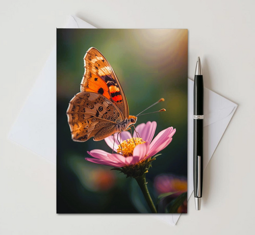 Butterfly Floral Note Card | Handmade Nature Stationery