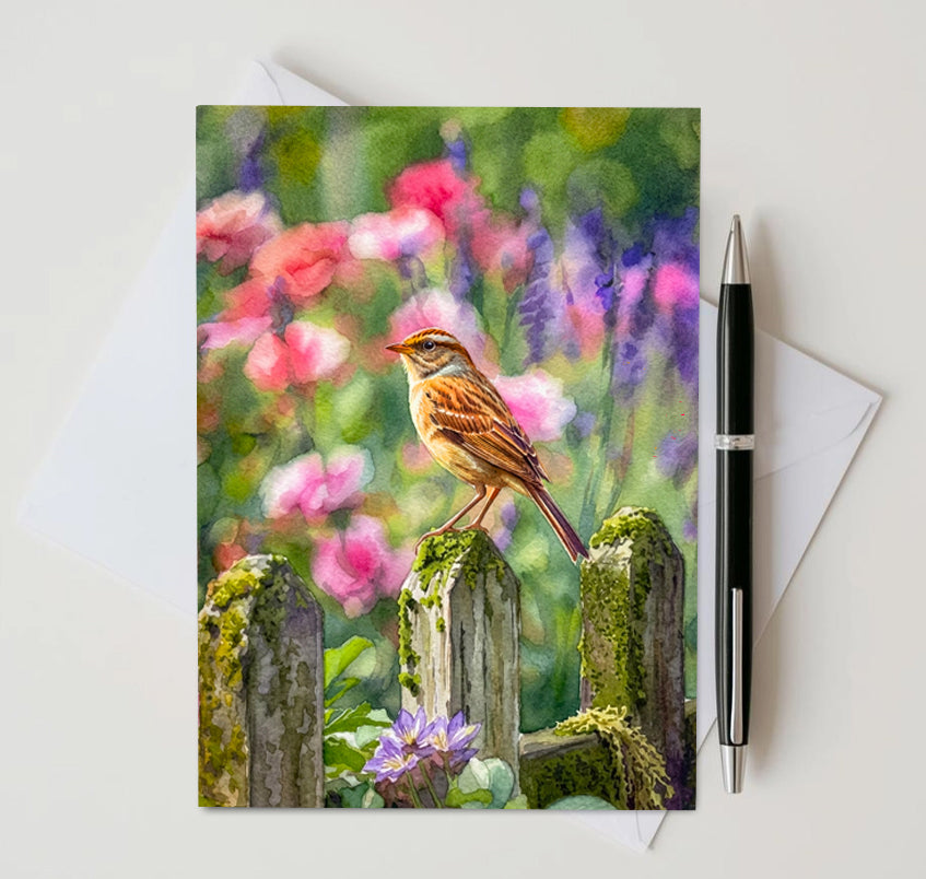 Songbird Visitor Note Card | Handmade Nature Stationery