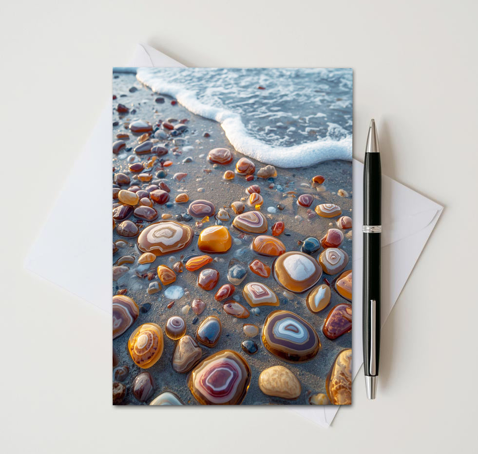 Beach Agate Note Cards | Handmade Nature Stationery Set