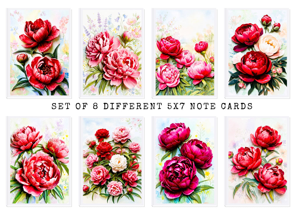 Peony Note Cards | Handmade Nature Stationey Set