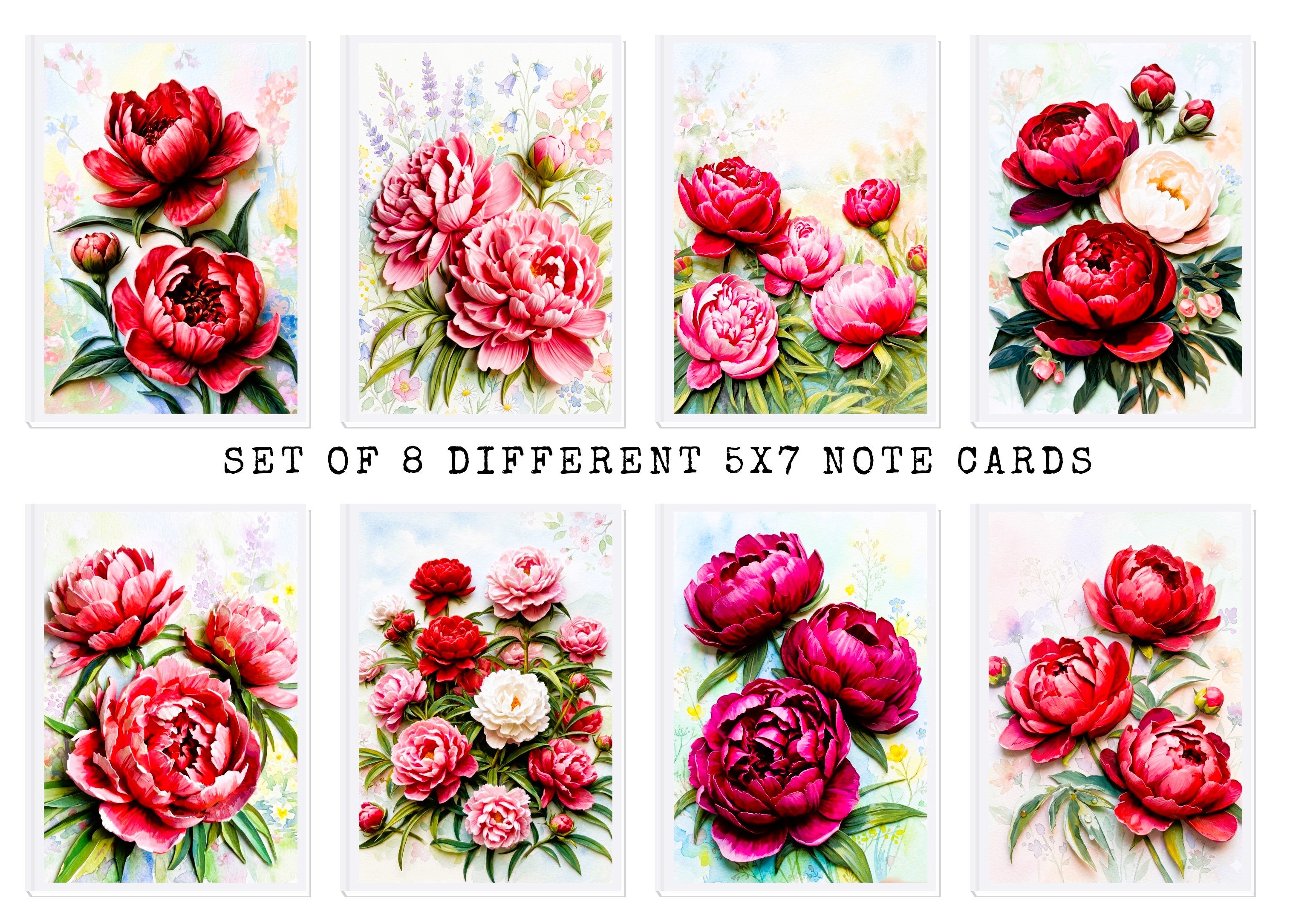 Peony Note Cards | Handmade Nature Stationey Set