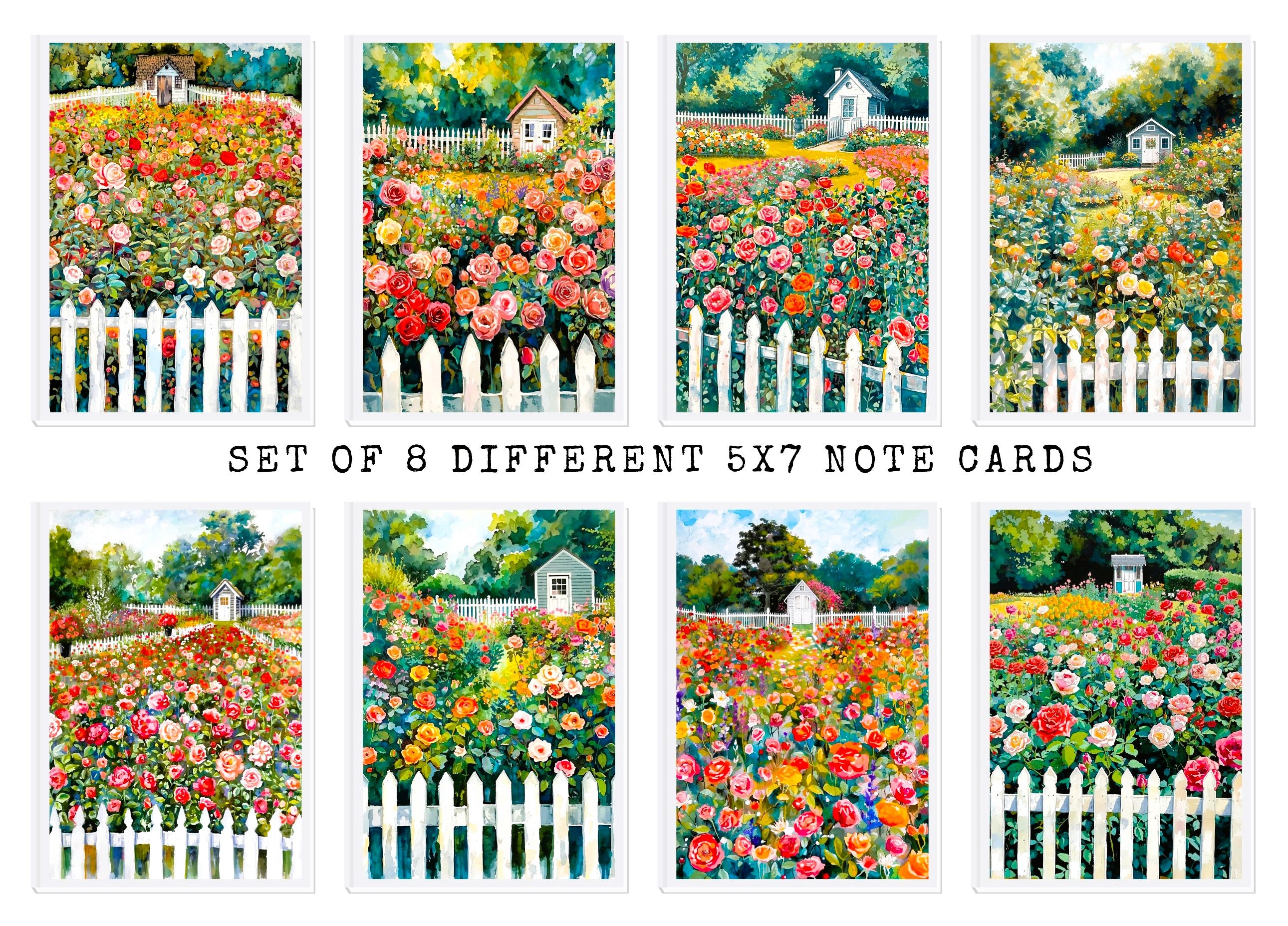 Rose Garden Note Cards | Handmade Nature Stationery Set