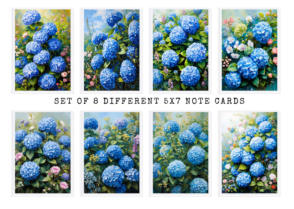 Blue Hydrangea Note Cards | Handmade Nature Stationery Set
