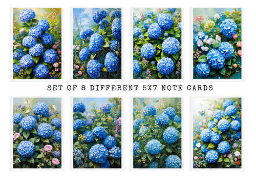 Blue Hydrangea Note Cards | Handmade Nature Stationery Set